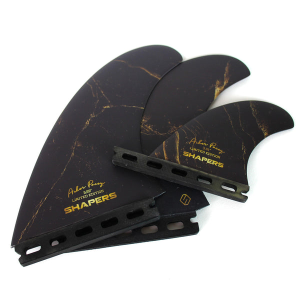 Fins SHAPERS Asher Pacey 5.59'' Stealth Twin Fins Single tab Black Gold 