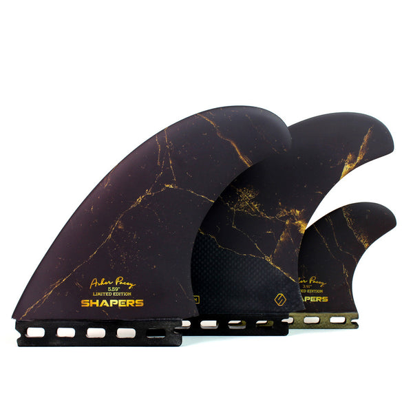 Fins SHAPERS Asher Pacey 5.79'' Stealth Twin Fins Single tab Black Gold 