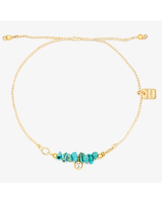 Pulseira Pura Vida Dainty Turquoise Bd GD Charm 