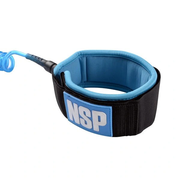 Leash NSP SUP Coil Leash 10FT 7MM Basf Blue 