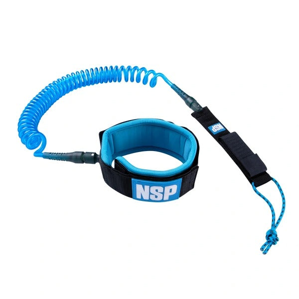 Leash NSP SUP Coil Leash 10FT 7MM Basf Blue 